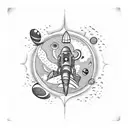 An astronaut exploring a mysterious underwater world tattoo design idea