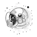 An astronaut exploring a mysterious underwater world tattoo design idea