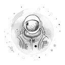 An astronaut exploring a mysterious underwater world tattoo design idea
