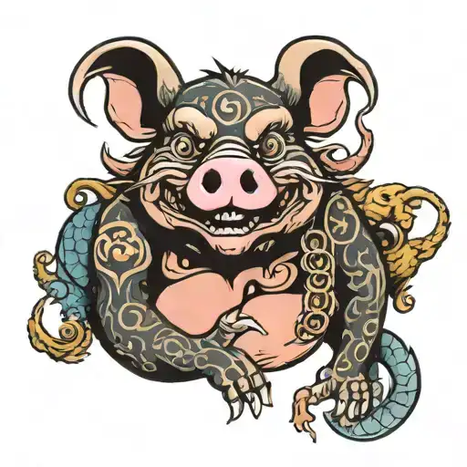 pig, monkey, dragon tattoo design idea