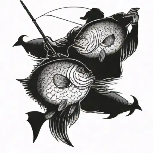 dad and son fishing tattoo design idea