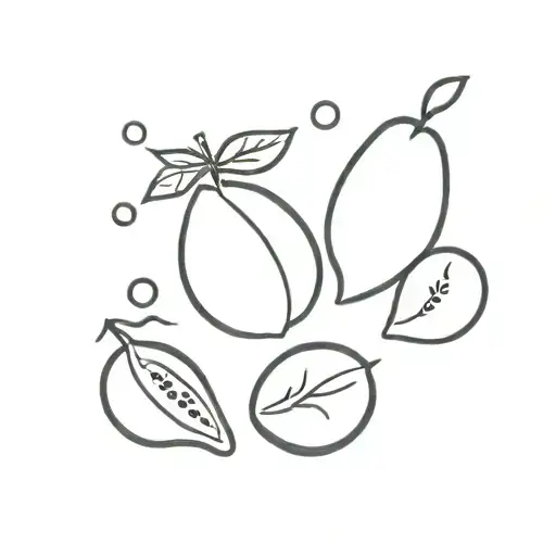 fruits scattered tattoo design idea