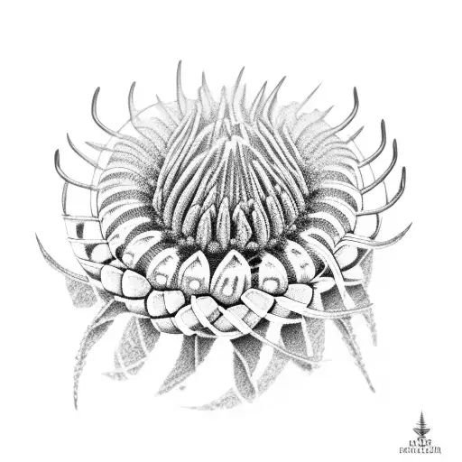 protea and silver fern tattoo design idea