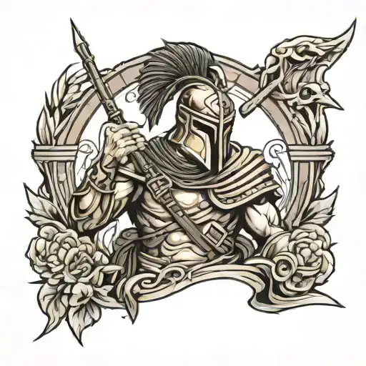 Spartan Soldier Sparta style tattoo design idea