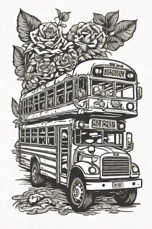 school bus tattoo design idea