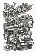 school bus tattoo design idea