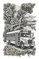 school bus tattoo design idea