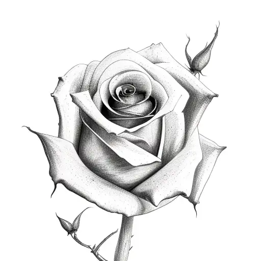 Rose with stem long tattoo design idea