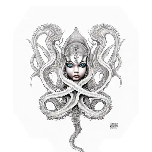 nude lady octopus tattoo design idea