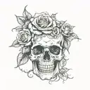 skull roses gothic tattoo design idea