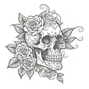 skull roses gothic tattoo design idea