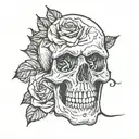 skull roses gothic tattoo design idea
