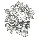skull roses gothic tattoo design idea