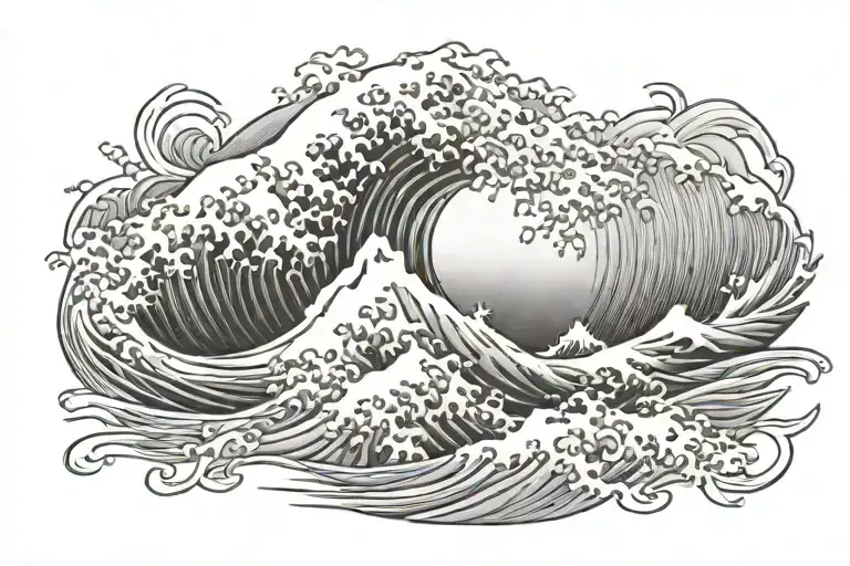 space filler japanese waves tattoo design idea