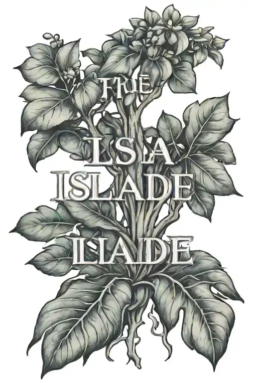 the name isla jade written on the roots of a jade plant  tattoo design idea