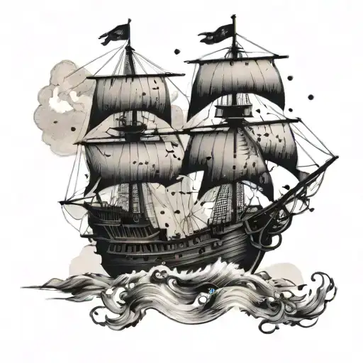 Pirate Ship tattoo design idea