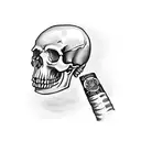 A skull lighting a cigar with a 100 dollar bill tattoo design idea