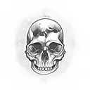 A skull lighting a cigar with a 100 dollar bill tattoo design idea