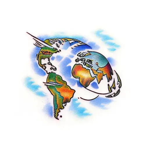 planet earth tattoo design idea