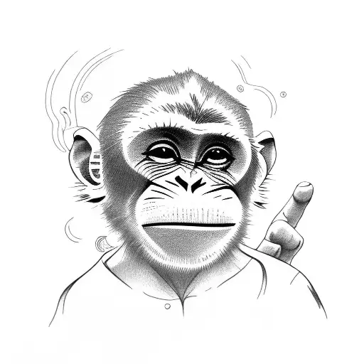 a monkey pointing with his finger tattoo design idea