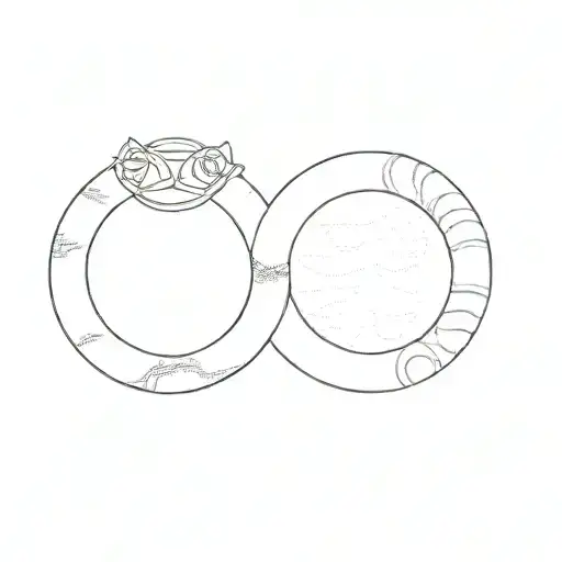 a pair of wedding rings on a black background tattoo design idea