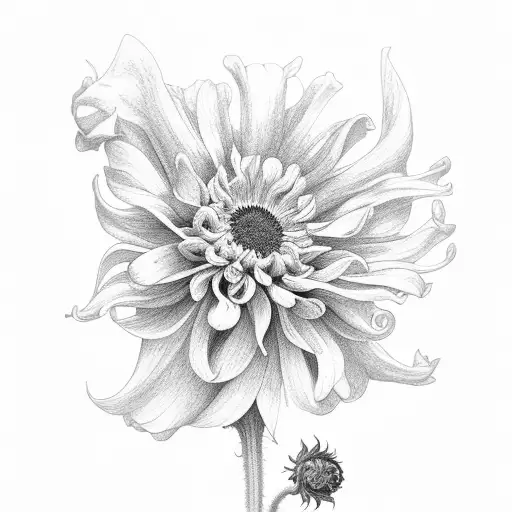 Chrysanthemum, rose, honeysuckle, sunflower, poppy, gladiolus tattoo design idea