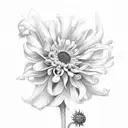 Chrysanthemum, rose, honeysuckle, sunflower, poppy, gladiolus tattoo design idea