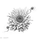 Chrysanthemum, rose, honeysuckle, sunflower, poppy, gladiolus tattoo design idea