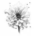 Chrysanthemum, rose, honeysuckle, sunflower, poppy, gladiolus tattoo design idea