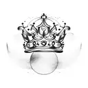 musical sheet scroll  with a princess crown on top, the music notes circle downwards and turn into words tattoo design idea