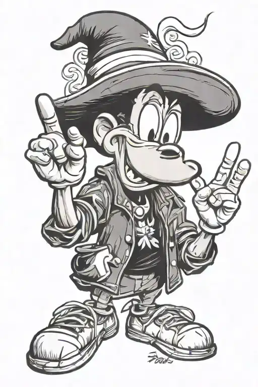 goofy with joint shows three fingers for serbia written instead tattoo design idea