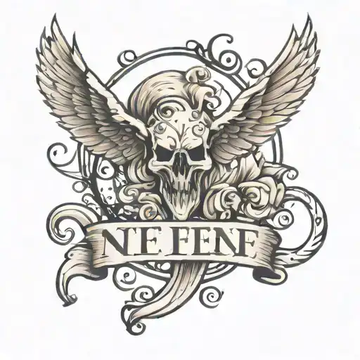 nf logo with quote tattoo design idea