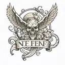 nf logo with quote tattoo design idea