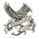 nf logo with quote tattoo design idea