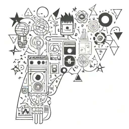 A Radiohead inspired tattoo featuring iconic symbols of the band tattoo design idea