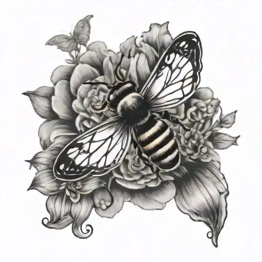 a bee with butterfly wings tattoo design idea