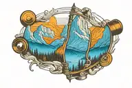 perspective change through a camera lens hiking mountains outside rising Phoenix inside tattoo design idea