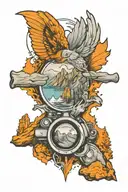 perspective change through a camera lens hiking mountains outside rising Phoenix inside tattoo design idea