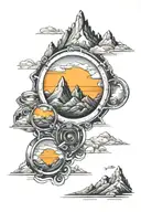 perspective change through a camera lens mountains outside rising Phoenix inside  tattoo design idea