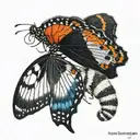 left half is small black and white caterpillar and right wing is big colorful butterfly  tattoo design idea