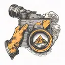 perspective change through a camera lens adventure and travel  mountains soul searching  tattoo design idea