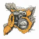 perspective change through a camera lens adventure and travel  mountains soul searching  tattoo design idea