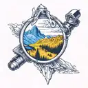 perspective change through a camera lens hiking mountains outside rising Phoenix inside tattoo design idea