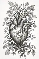 broken heart blood as water to tree roots for growth tattoo design idea