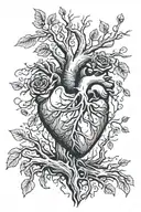 broken heart blood as water to tree roots for growth tattoo design idea