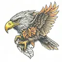 army Eagle bright fall leaves and trees colors looking into distance sunset in distance  tattoo design idea