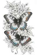 small black and white caterpillar metamorphosis into big colorful butterfly  tattoo design idea