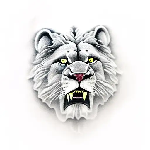 Roaring lion and heart tattoo design idea