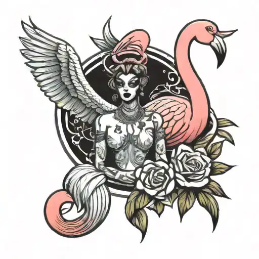 DJZ June 15, 2024 flamingos g 'The High Priestess' tattoo design idea