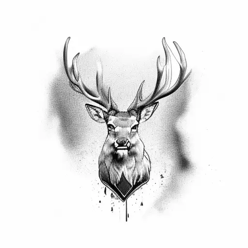 Stag in a fine line style tattoo design idea